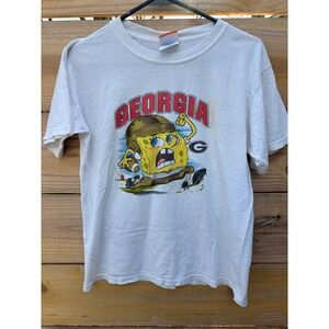 Nickelodeon SpongeBob Georgia Bulldogs Football T-Shirt White Youth XL 18-20